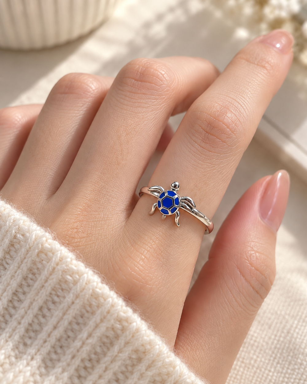 Marea Blue Turtle Open Ring
