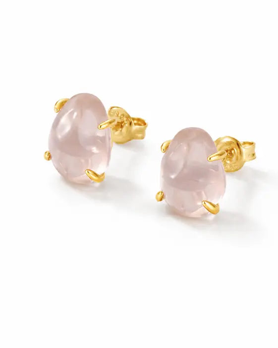 Blush Cloud Rose Quartz Stud Earrings
