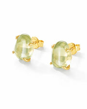 Lemonlight Quartz Stud Earrings by ZodiGlow, quartz gold white earrings, angle view