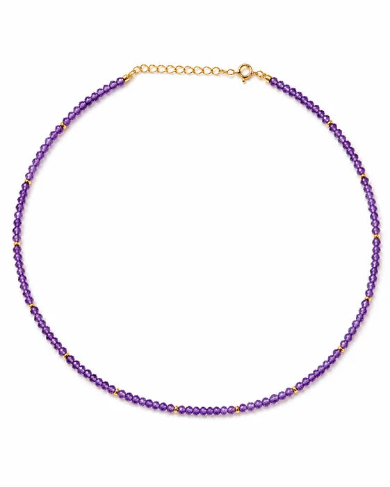 February Amethyst Beaded Choker Necklace