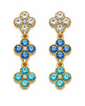 Azure Bloom Crystal Clover Drop Earrings