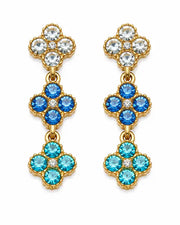 Azure Bloom Crystal Clover Drop Earrings