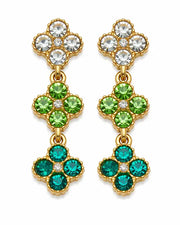 Emerald Bloom Crystal Clover Drop Earrings