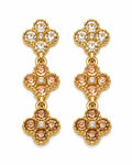 Champagne Bloom Crystal Clover Drop Earrings