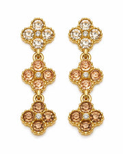 Champagne Bloom Crystal Clover Drop Earrings
