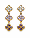 Amethyst Bloom Crystal Clover Drop Earrings