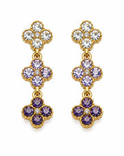 Amethyst Bloom Crystal Clover Drop Earrings