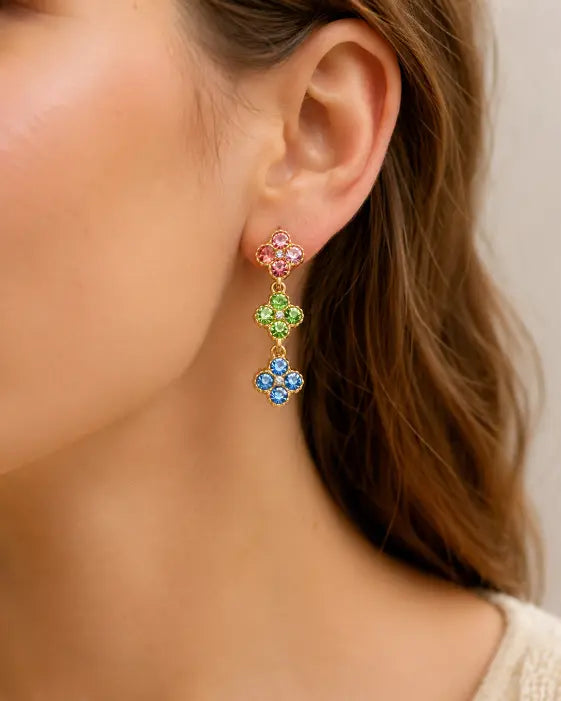 Aurelia Clover Garden Zircon Drop Earrings
