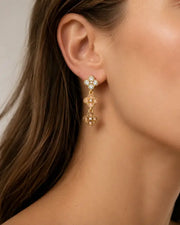 Champagne Bloom Crystal Clover Drop Earrings