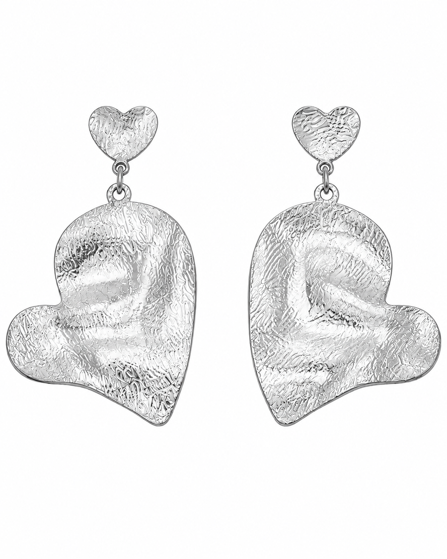 Hammered Heart Drop Earrings