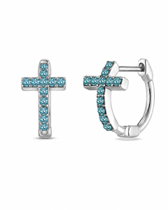 Crystal Cross Huggie Earrings