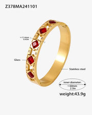 Crimson Star Glass Gold Bangle Bracelet