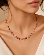 Ruby Bloom Crystal Clover Necklace