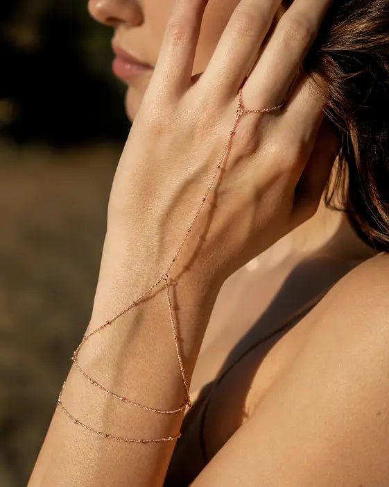 Golden Drape Hand Chain Bracelet