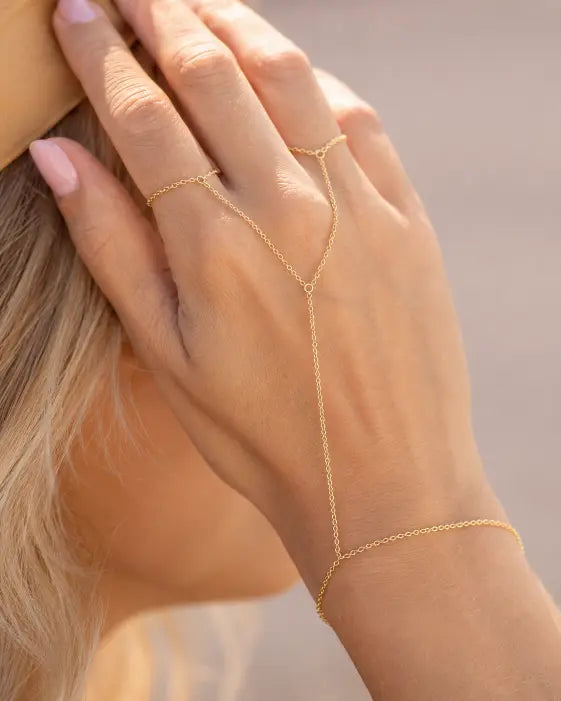 Golden Line Hand Chain Bracelet