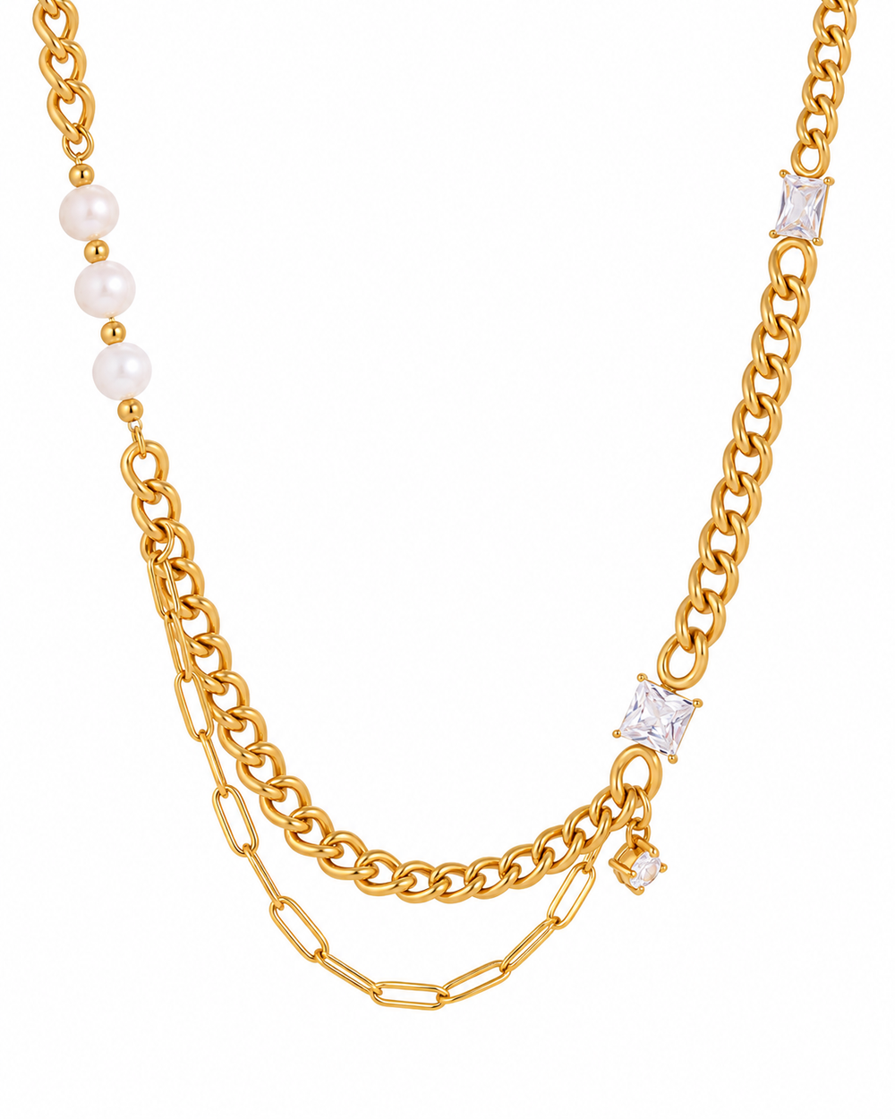Pearl Link Layered Necklace