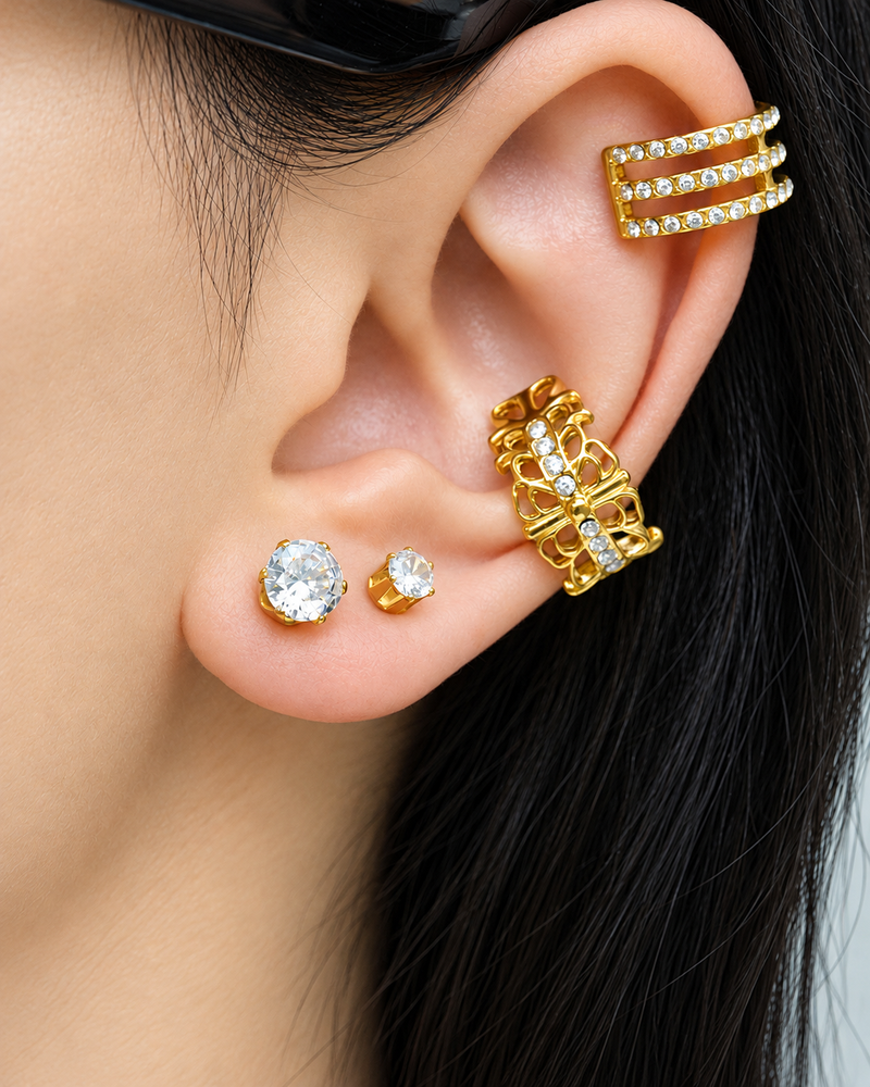 Round CZ Stud Earrings alternate view 1