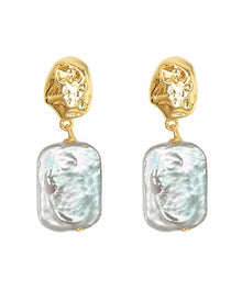 Mira Sculpted Baroque Freshwater Pearl Drop Earrings