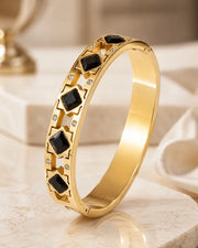 Noir Star Glass Gold Bangle Bracelet