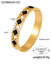 Noir Star Glass Gold Bangle Bracelet