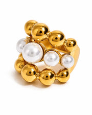 Aurelia Pearl Bubble Gold Statement Ring