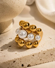 Aurelia Pearl Bubble Gold Statement Ring