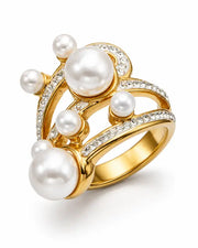 Aurelia Pearl Crown Gold Statement Ring