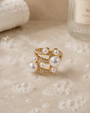Aurelia Pearl Crown Gold Statement Ring
