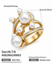 Aurelia Pearl Crown Gold Statement Ring