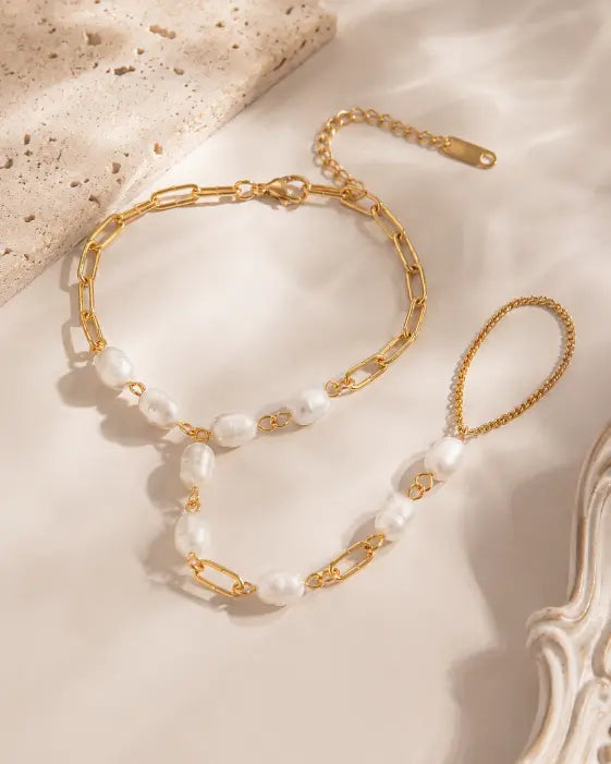 Pearl Line Hand Chain Bracelet