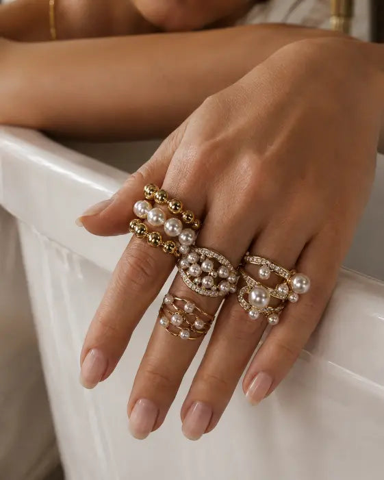Aurelia Pearl Luxe Gold Statement Ring