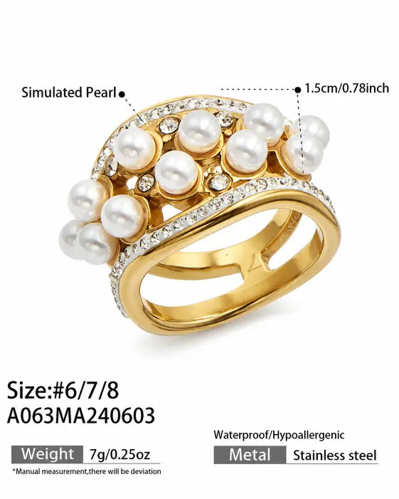 Aurelia Pearl Luxe Gold Statement Ring