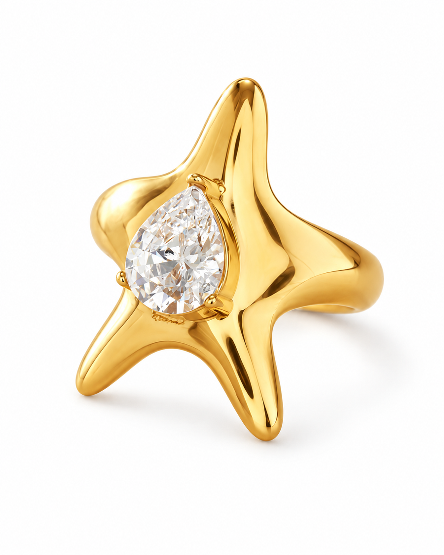 Starfish Teardrop Ring