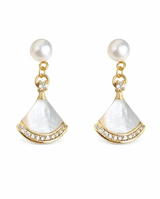 Solène Freshwater Pearl Fan Drop Earrings