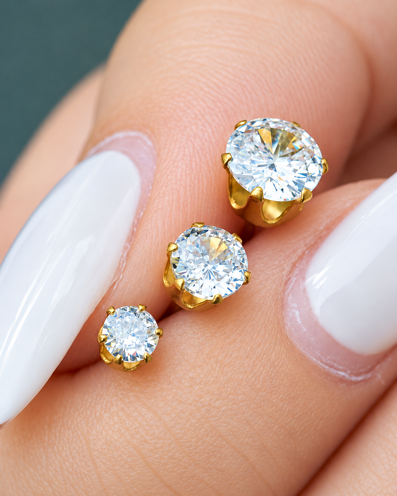 Round CZ Stud Earrings alternate view 4