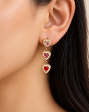 Triple Heart Drop Earrings