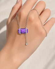 Amethyst Sugar Drop Necklace by ZodiGlow, amethyst purple birthstone necklace, angle view