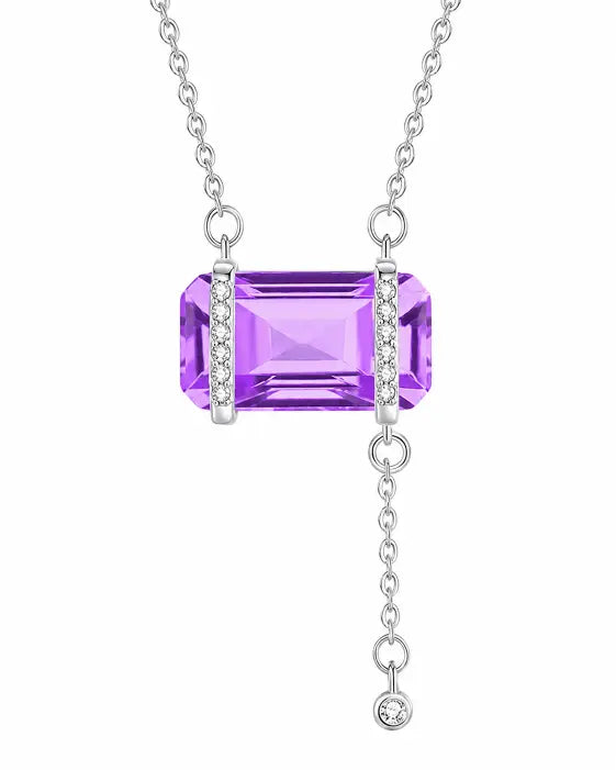 Amethyst Sugar Drop Necklace by ZodiGlow, amethyst purple birthstone necklace, main product view