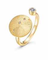 April Diamond Adjustable Birthstone Ring by ZodiGlow, gold silver clear ring, main product view