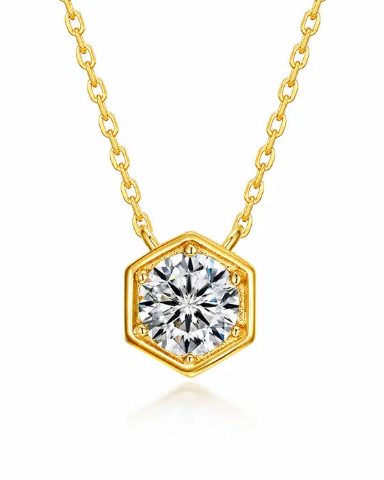 April Moissanite Hexagon Necklace – Aries Birthstone Jewelry