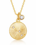 April White Zircon Birthstone & Aries Zodiac Necklace by ZodiGlow, zircon gold white necklace, main product view