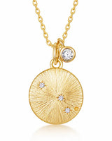 April White Zircon Birthstone & Aries Zodiac Necklace by ZodiGlow, zircon gold white necklace, main product view