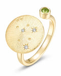 August Peridot Adjustable Birthstone Ring by ZodiGlow, peridot green gold ring, main product view