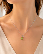 August Peridot Birthstone Teardrop Necklace by ZodiGlow, peridot green birthstone necklace, detail view