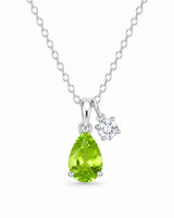 August Peridot Birthstone Teardrop Necklace by ZodiGlow, peridot green birthstone necklace, main product view