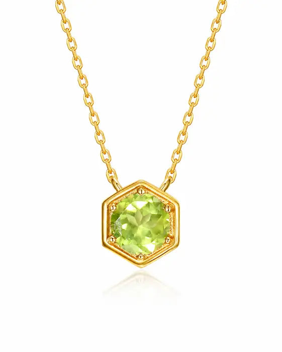 August Peridot Hexagon Necklace – Leo Birthstone Jewelry