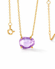 Aurora Pink Amethyst Necklace by ZodiGlow, amethyst pink gold necklace, angle view