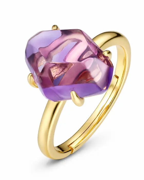 Aurora Pink Amethyst Ring by ZodiGlow, amethyst crystal pink ring, main product view