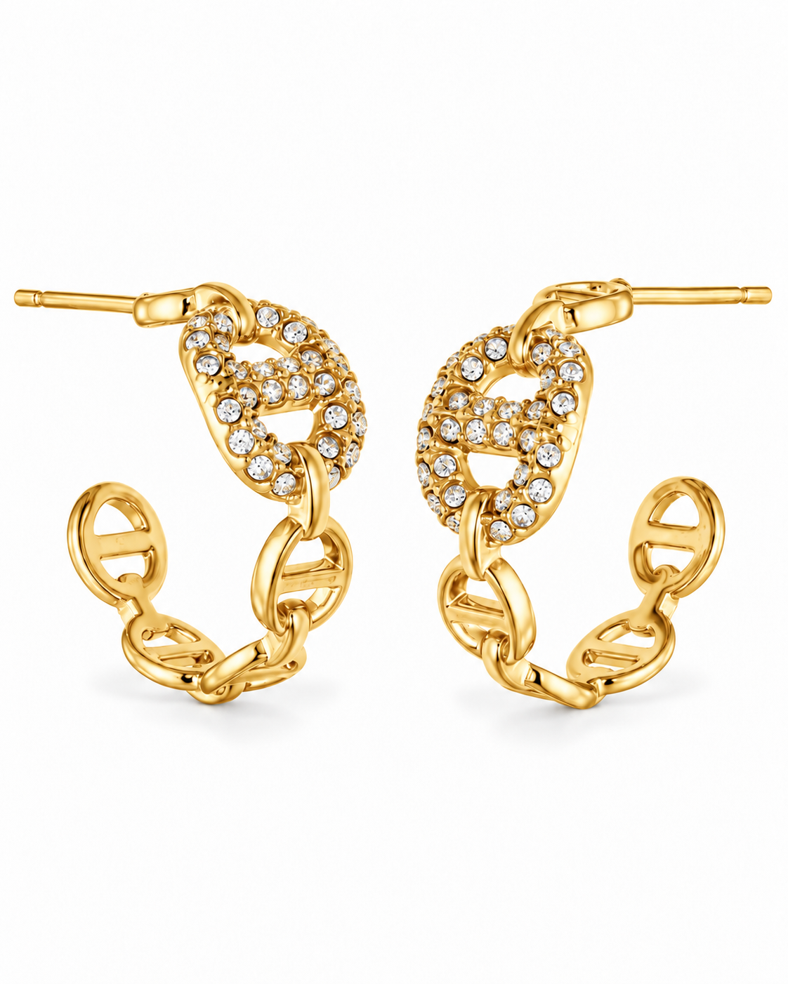Crystal Chain Link Hoop Earrings