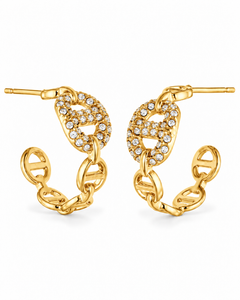 Crystal Chain Link Hoop Earrings